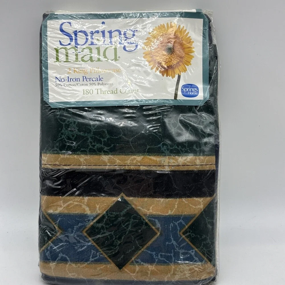 vintage Springmaid king pillowcases (2) Navy AMALFI NOS